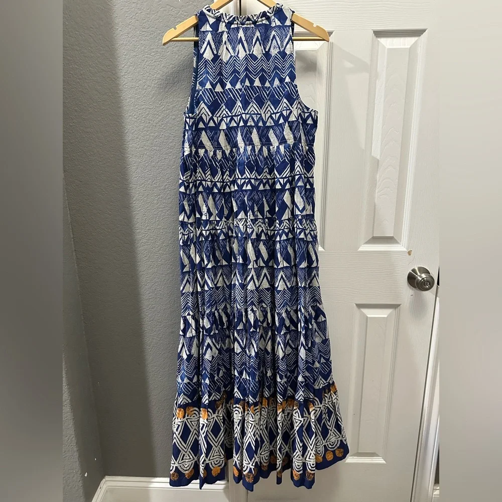 Anthropologie blue abstract tiered maxi dress size XS/S - Picture 12 of 12